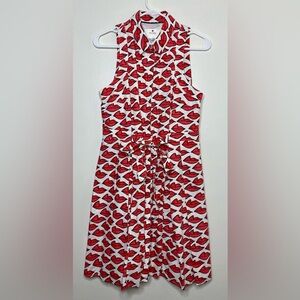 Anthropologie Ann Howell Bullard Button Down Lips Print Dress US 8